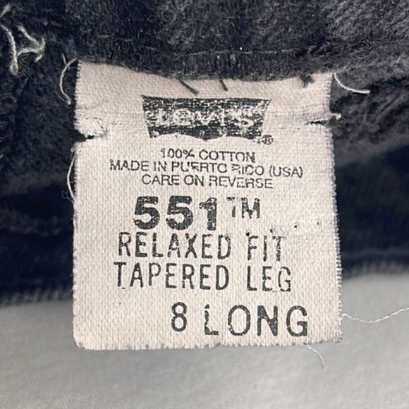 Levi's Vintage 1996 551 Union Flag Black Cut Off Denim Shorts Size 8 - Picture 5 of 7